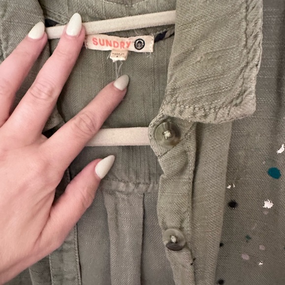 Sundry Distressed Button Up - Picture 2 of 4